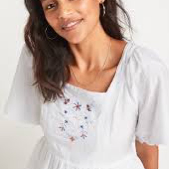 Old Navy Clip Dot / Swiss-Dot Flutter Sleeve Tie Back Top NEW! - Picture 3 of 9